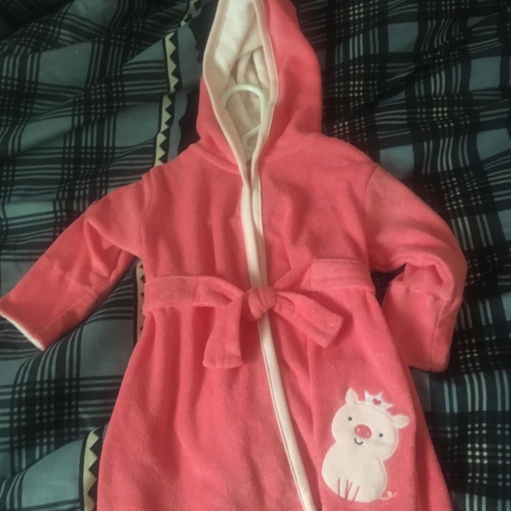 0-9 months girl pink robe with hood